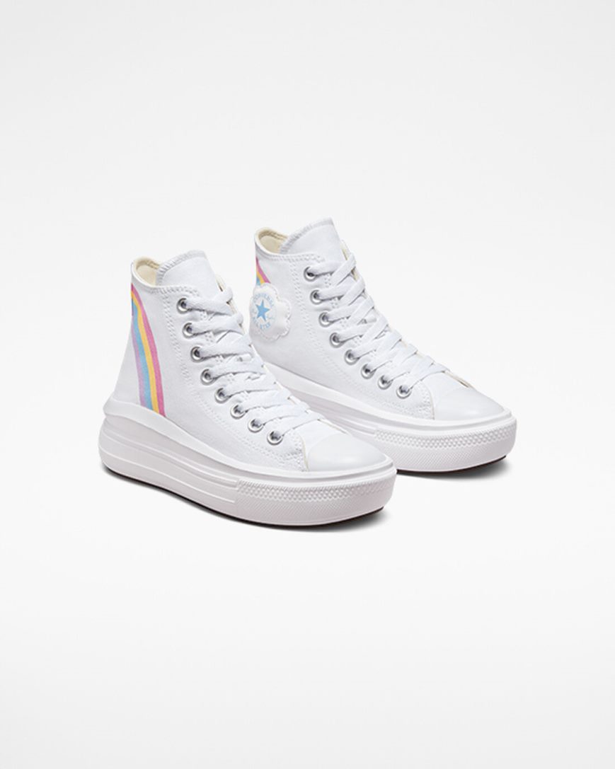 Topanky Na Platforme Converse Chuck Taylor All Star Move Rainbow Cloud Vysoke Dievcenske Biele Modre Ruzove | SK CRLBW4